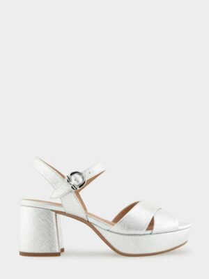 Comfortable Women's Platform Sandals in Silver Metallic Textured Faux Leather (on sale for $64.35)