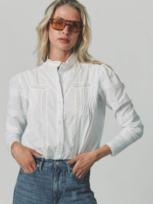 Lace and Pintuck White Priya Shirt