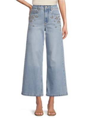 High Rise Diamond Wide Leg Jeans