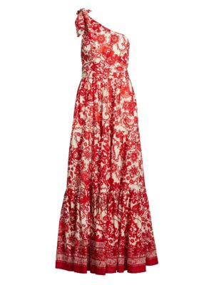 One Shoulder Floral Maxi (Red + White + Blue holidays!)