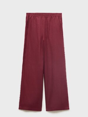 LINEN SUIT PANTS WITH FRAYED ENDS