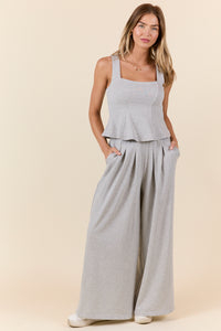 CASUAL COMFORT KNIT GREY TANK AND PANTS SET