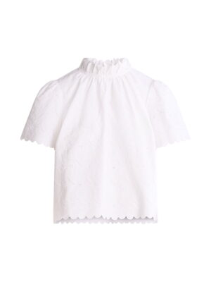 Ruffle Cotton Eyelet Top