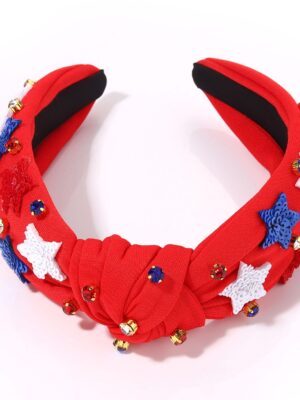 red headband with white and blue sequin stars - patriotism without stickershock