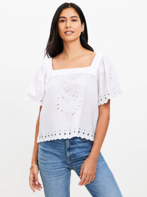 Eyelet Square Neck Top