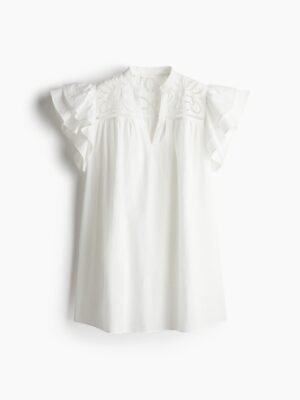 White flutter sleeve dress