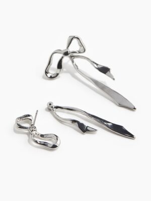 Siver genius bow earrings (incredible idea to wear long/short)