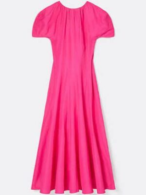 BALLOON SLEEVE LINEN DRESS