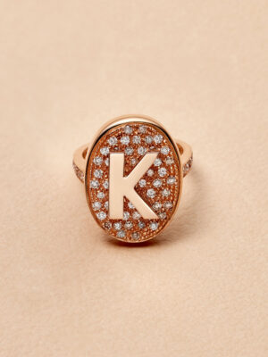 The world is your oyster at Carolina Bucci. Pavé Table Initial Ring