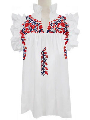 Embroidered Red, White, and Blue top