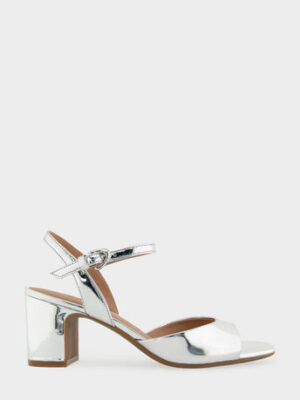 Comfortable Women's Dress Sandals in Silver Mirror Metallic Faux Leather (on sale for $64.99)