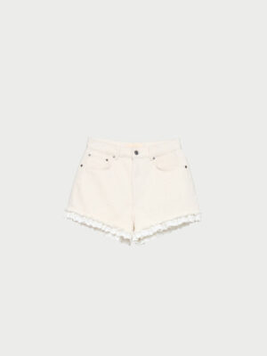 Kay Lace−Trimmed Denim Shorts