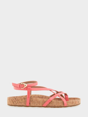 Comfortable Women's Footbed Sandals in Coral Patent Faux Leather/cork (on sale for $64.35)