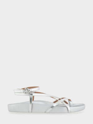 Comfortable Women's Footbed Sandals in Silver Metallic Faux Leather (on sale for $64.35)