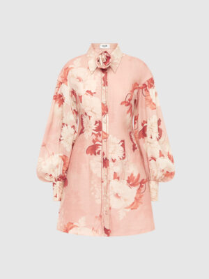 Juliana Shirt Mini Dress - Peony Print