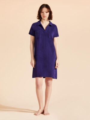 WOMEN TERRY POLO DRESS SOLID