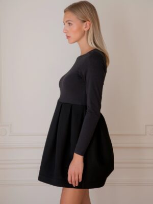 The Chic & Adorable Bi-Material Long Sleeves Babydoll Dress
