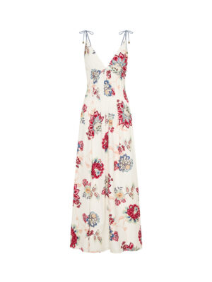 Kivari red and blue floral dress - love the tie detail on the back