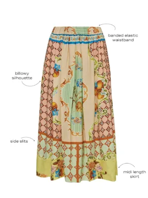 Summer Print Elasticized Waist Skirt