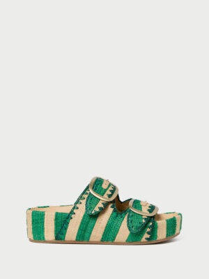 Theo Green/Natural Two−Band Sandal