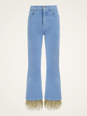 Fancy Crop Jeans with Feathers La DoubleJ