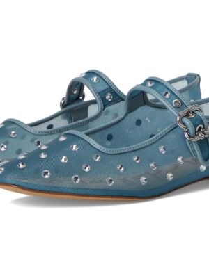 Blue Mesh Crystal Mary Janes
