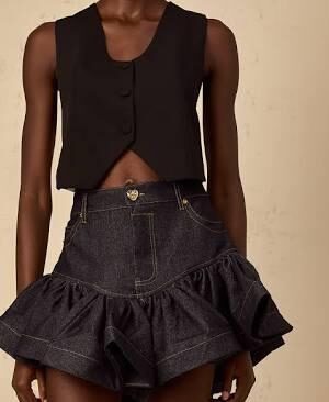 Florence Indigo Blue Ruffled Denim Mini Skirt