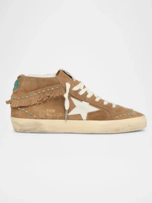 The fringe! The turquoise!! Mid Star Suede Mid-Top Sneakers with Fringe and Studs