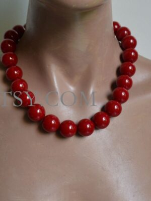 Red Bead necklace (uniform size - can specify length!) - great for Christmas, Valentine's Day, Red + White + Blue holidays, pops on a pink top/dress...