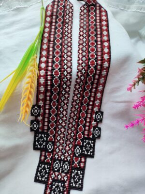 Hand beaded red, white, and black necklace but IMO you could pretend it's navy