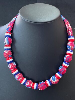 Handmade Beaded fabric necklace