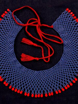 Stunning handmade beaded necklace - red and blue