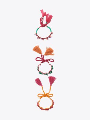 3-pack of Rigid Fabric and Stone Bracelets