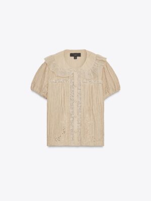 EMBROIDERED PETER PAN COLLAR SHIRT