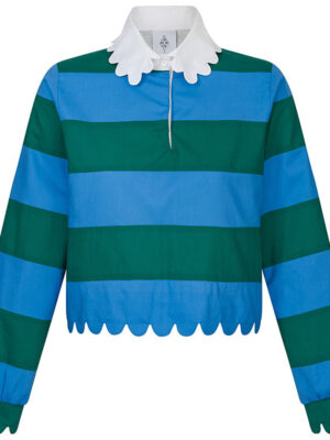 Izzy faux rugby patchwork stripe lined shirt
