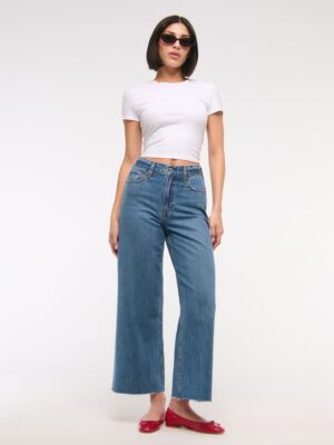 High Rise Cropped Wide Leg Jean