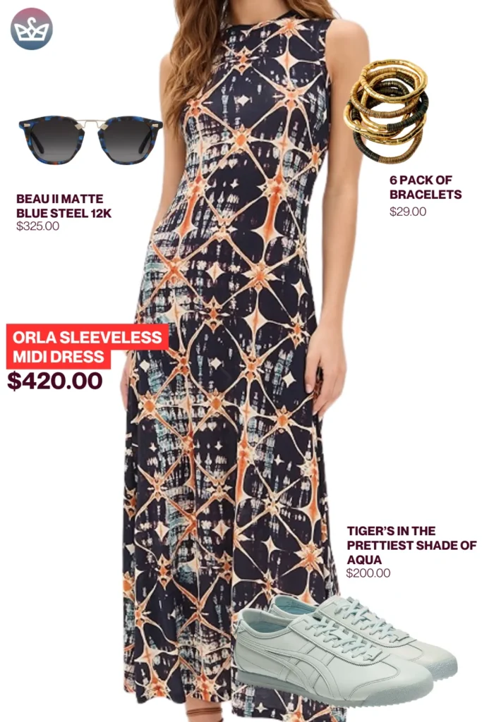 Chic airport outfits that feel like pajamas 91 result adjust my crown Sporty chic airport outfit styled with orla sleeveless midi dress beau matte blue sunglasses gold stacked bracelets and aqua sneakers