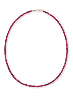 Tiny Beaded 14k Gold Necklace in Ruby - July