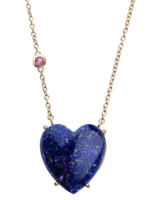 LOVE Lapis Carved Heart Necklace with Gold Setting SALE