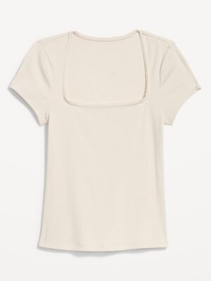 Square-Neck Ribbed T-Shirt