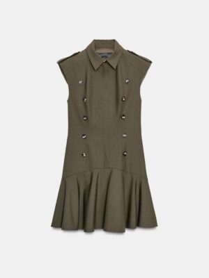 I love the military reference but the feminine skirt and hourglass shaping.