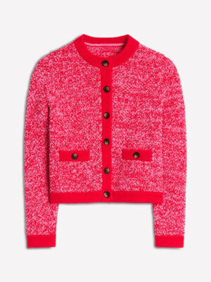 Libby Knitted Jacket Pink Ribbon/ Poppy Red