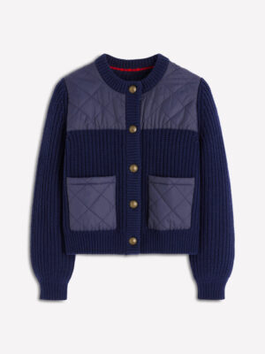 Love the mix of quilting and knitwear.