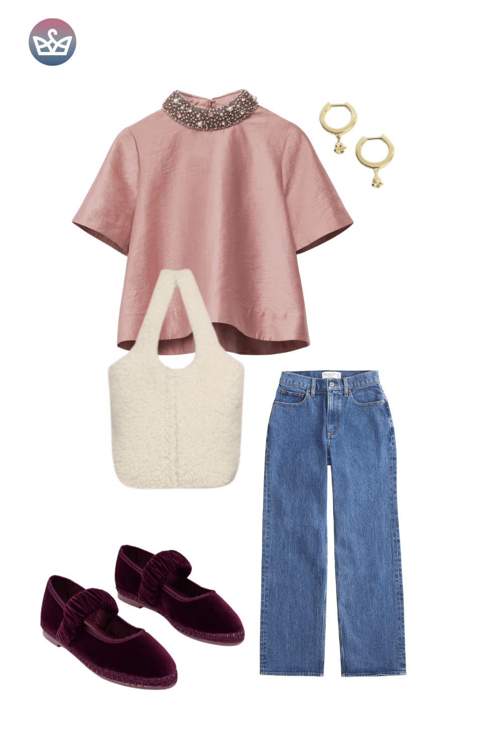 This look uses color to maximum effect. The comfortable knit and jeans are instantly festive thanks to the iconic red and green pairing. The velvet texture on the slippers adds a luxurious touch. A go-to for low-effort thanksgiving outfits that still look seasonal.