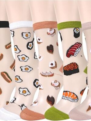 Benefeet Sox Cute Sheer Socks for Women Girls Lace Mesh Socks Transparent See Through Crew Sock Ultra Thin Nylon Dress Sock