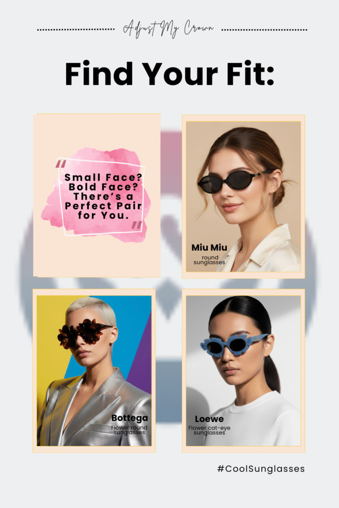 How do i find cool sunglasses that actually fit my face Cool sunglasses for fall layers 2 adjust my crown Answer the best way to find cool sunglasses that truly fit is to start with what already works Check the inside arm of your favorite pair youll see three little numbers like 5218140 Those are your personal fit code When you shop for miu miu sunglasses loewe or bottega veneta use that same range