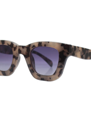 RONAN Bone Tortoise Sunglasses - with modern Smokey Lens. They offer a bold, slightly squared silhouette with a thick frame.