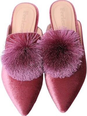 Fericzot Pom Pom Mule Flats