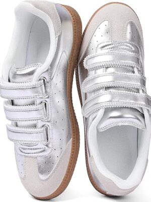 Non-Slip Lightweight Walking Shoes Casual Fashion Sneakers - Silver