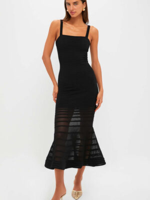SIMKHAI Black Vallarie Midi Dress